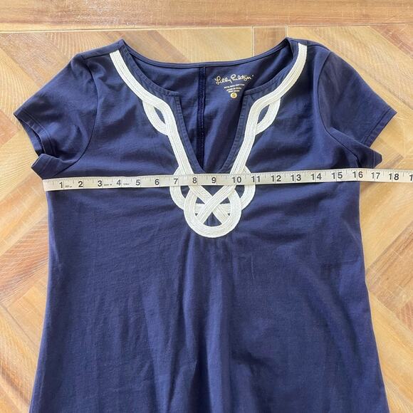Lilly Pulitzer Navy Blue Brewster Dress Embordered Nautical Womens Size Small - Picture 8 of 8